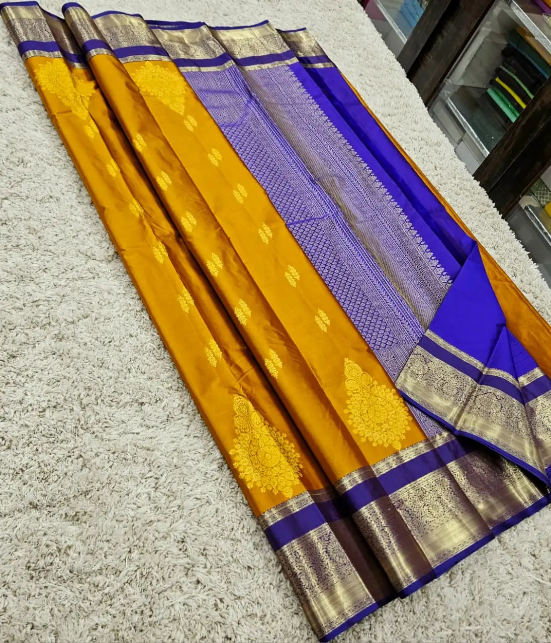 Kanchi Signature Butta Stripe Pallu Mixed Silk Saree